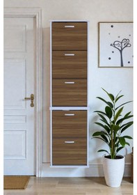 Resim Eliusta Porta 10 Bölmeli Ayakkabılık Ceviz 52 Cm Genişlikte 52x193x26 Cm Duvara Monte Ayakkabılık Ceviz 