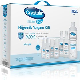Resim Crystalin Eco 5 Lt 10 x 500 ml El Cilt Ortam Dezenfektanı + Dezenfektan Sprey Başlıklı Dispenser 