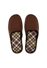 Resim Twigy Ekose Erkek Ev Terliği Kahverengi 41/46 AA0556 Kahverengi 