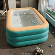 Resim Family Water Park, Taşınabilir Şişme Havuz - Çok Fonksiyonlu Şişme Yüzme Havuzu, Dayanıklı PVC, Üç Katmanlı Tasarım, İç ve Dış Mekanda Kullanıma Uygun, Açık Hava Su Eğlencesi 