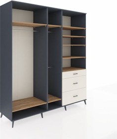 Resim Kronos Dolap 9 Raflı 3 Çekmeceli 3 Askılı 220x59x243 Antrasit-çam/aytaşı Atlas Çam/aytası 