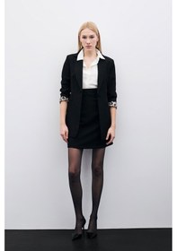 Resim Sateen Düz Mini Etek - Siyah-135748 Siyah 