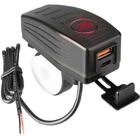 Resim Gajeena Motosiklet Usb Şarj Cihazı, Pd+qc3.0 Çift Portlu Hızlı Şarj, Led Voltaj Göstergesi, 12/24v, 22-25mm Direksiyon Montajı 
