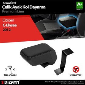 Resim S-Dizayn Citroen C-Elysee 2012+ Kol Dayama Kolçak Çelik Ayaklı ABS Siyah 