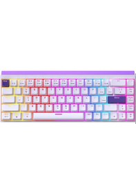 Resim K68 Pro Rgb Kablolu Mekanik Oyuncu Klavyesi Beyaz Renk Kırmızı Switch 68 Tuş Hot-swap 