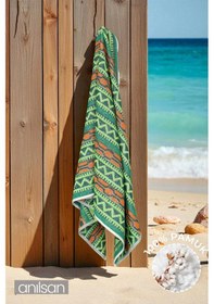 Resim Sahara Plaj Havlusu %100 Pamuk 70x140 Yeşil 
