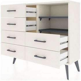 Resim Arges Şifonyer 2 Raflı 6 Çekmeceli 88x30x80 Aytaşı-antrasit/aytaşı Antrasit/aytaşı 