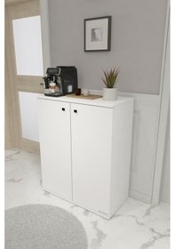 Resim Anna 2 Kapaklı Çok Amaçlı Dolap Dekoratif Kiler Dolabı Erzak Dolabı Beyaz 