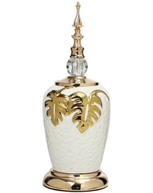 Resim Vitale Silver Beyaz Kapaklı Kısa Vazo 13x13x35 Cm Ak.je0167 