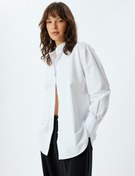 Resim Oversize Poplin Gömlek Uzun Kollu Klasik Yaka 