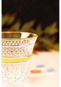 Resim Mest 6 Kişilik Gold Yaldız Ayaklı Cam Kahve Yanı Su Bardağı Seti - 200 Cc Şık Sunumlar Için Zarif Seçim Gold 