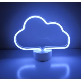 Resim Beyaz Neon Işıklı Bulut Masa Lambası USB Pil ile Şık ve Parlak Dekorasyon 