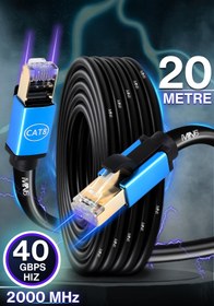 Resim MN6 M111XF 20 Metre Cat8 Kablo/40 Gbps’ye kadar Hiz-S/FTP-2000MHZ/20 Metre Cat8 Ethernet Kablosu-26AWG 