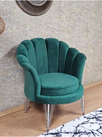 Resim ZAFİR Tekli İstiridye Krom Kaplama Telli Ayak Çay Seti Koltuk Tekli Berjer , Balkon, Salon, Ofis 