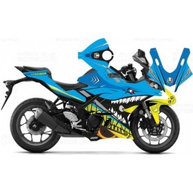 Resim Yamaha R25 2019 Rossi Shark Design Mavi Sticker Set 