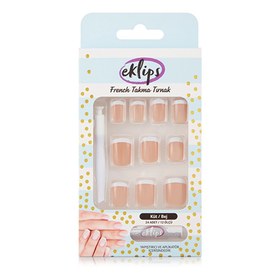 Resim Eklips Takma Tırnak French Bej Küt 24'lü 