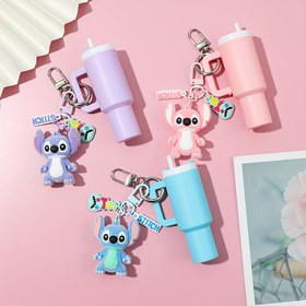 Resim Disney Stitch ve Su Şişesi Anahtarlıkları, Mini Bardak Anahtarlık Seti, Ruj Tutucu, Hap ve Bozuk Para Saklama Kutuları, Mükemmel Tatil Hediyeleri, Noel, Paskalya, Şükran Günü için Zengin Hediyeler, Arkadaşlar ve Sınıf Arkadaşları İçin İdeal Hediyeler 