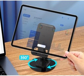Resim Katlanabilir Telefon ve Tablet Tutucu Stand, 360 Derece Dönebilen Ayarlanabilir Masaüstü Tel Tutucu 