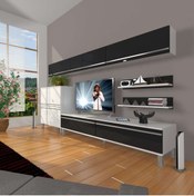 Resim Decoraktiv Eko 8 Mdf Std Krom Ayaklı Tv Ünitesi Tv Sehpası - Beyaz - Siyah 