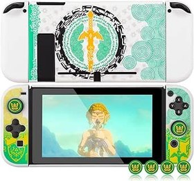 Resim ITONGGUYUKI Dockable Protective Case Compatible with Switch, Hard Shell Case Cover for Switch and Joy-Con Controllers with 4 Thumb Grips,Zelda tears of The Kingdom Switch Carrying Case 