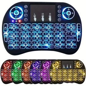 Resim Touchpad ve 7 Renkli Arka Aydınlatmalı i8 2.4G Mini Kablosuz Klavye - Tak ve Kullan, Süper Havalı Tasarım, Android TV Kutusu, Akıllı TV, Projektör, PS3 ve Daha Fazlası İçin Mükemmel! 