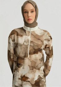 Resim Armine Trend Fermuarlı Desenli Tunik 25YT438 - Kahve 