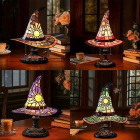 Resim Elle Boyalı LED Cadı Şapka Lambası - USB Güçlü Cadılar Bayramı Süslemesi, Ev, Parti veya Hediye için Parlayan Etki, Vintage Gotik Masaüstü Dekor - Mor, Kırmızı, Mavi, Yeşil, Sarı, Turuncu, Siyah - Güvenli USB İşletimi (36V) - Cadılar Bayramı, Noel, Paskalya, Şükran Günü, Hanuka için Mükemmel - Cadı Şapka Aydınlatma Merkezi, Şenlikli Aydınlatma, Fantazi Teması, Detaylı El Sanatları, Dekoratif Işık, Tatil Alıcıları, Cadılar Bayramı Süslemesi, Figür, Ev Dekoru için Süs 