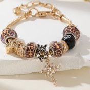 Resim 1 adet Şık El Sanatları Kadınlar İçin Bileklik Yıldız, Haç, Billiard Numarası, Leopar Baskı ve Zaman Şansları ile - DIY Yılan Zinciri Takı, KC Altın Kaplama Bakır, Rhinestone Süslemeleri, Partiler ve Müzik Festivalleri için Mükemmel, Festival Aksesuarı | Leopar Baskılı Bileklik | Altın Tonlu Kaplama 