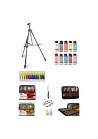 Resim Fanart Academy 12 x 12 Ml Yağlı Boya Artdeco 140 Ml Akrilik Boya Gereçleri Metal Şövale Seti 