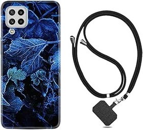 Resim kilifland Samsung Galaxy A12 ile Uyumlu Kılıf Silikon Desen Boyun Askılı Blue Foid 1628 