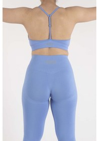 Resim Nature The Brand Ntb İp Askılı V Yaka Sporcu Sütyeni, Fitness, Yoga, Pilates, Koşu, Antrenman Mavi 