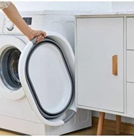 Resim 3' Lü Set Katlanır Çamaşır Sepeti, Katlanabilir Akordeon Su Kovası, Maşrafa 