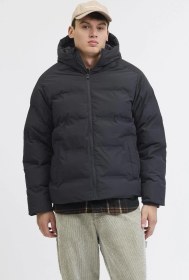 Resim Erkek Jack & Jones Jjesoho Kapüşonlu Puffer Mont Siyah, Yüksek Kalite, Fermuarlı, Uzun Kollu, Kışlık Şişme Mont Siyah 