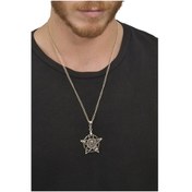 Resim Erkek Antik Gümüş Kaplama Pentagram Kolye N11.13414 Gümüş 