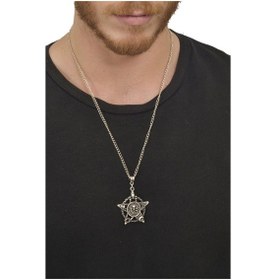 Resim Erkek Antik Gümüş Kaplama Pentagram Kolye N11.13414 Gümüş 