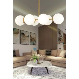 Resim Mediterian Modern 6'lı cam yemek ve avize seti, şık ve kullanışlı tasarım 