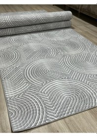 Resim Arbese Gri Kaymaz Tabanlı Kesme Yolluk Kabartmalı Hol Koridor Mutfak Salon Halısı 