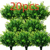 Resim 20 adet Evergreen Yapay Boklu Çalılar - UV Dirençli Sahte Yeşillik İçin Kapalı ve Açık Alan Dekoru, Düğün, Bahçe, Ev için Klasik Tarz - Plastik, Kaplama Yok, Elektrik Gerektirmez, Ev Hediyesi, Paskalya, Hanukkah, St. Patrick'S Day, Anneler Günü, Palm Pazartesi için İdeal 