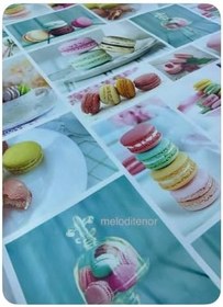 Resim Elyaf astarlı makaron biküvi desen kaymaz silinebilir pvc muşamba masa örtüsü Çok Renkli 100 x 140 