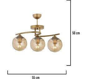 Resim Mediterian 3'lü Eskitme Bal Camlı Modern Aydınlatma Seti, Şık ve Zarif Tasarım, Metal, 30 x 60 