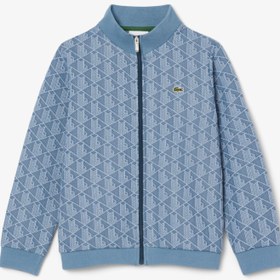 Resim Lacoste Çocuk Fermuarlı Monogram Mavi Sweatshirt 