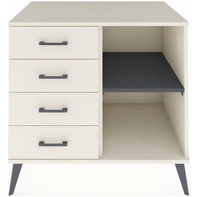 Resim Kronos Şifonyer Tek Raflı 4 Çekmeceli 88x59x80 Aytaşı-antrasit/aytaşı Antrasit/aytaşı 