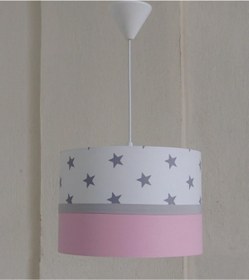 Resim ONAY AVİZE Pembe Yıldızlı (CD - 6845) Çocuk Odası Genç Ve Bebek Odası Erkek Kız Avize Aydınlatma Sarkıt Abajur 