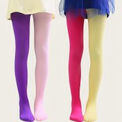 Resim 1 Çift Kız Çocukları İçin Şeker Renkli Renk Eşleştirme Basit ve Şık Tüm Maç Trendi Dans Taytları 