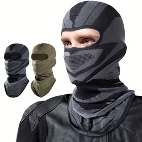 Resim Motorcycle Riding Balaklava Hat Başlık Kapak Maskesi Nem Emme ve Ter Emiciliği Örgü Tek Parça Kalıp Nefes Alabilen Motosiklet için Uygun 