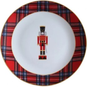 Resim Kırmızı Ekose Tabak 4’lü Set 