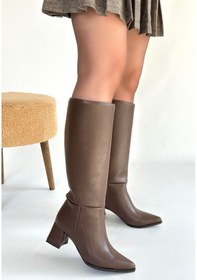 Resim Roksa Acı Kahvei Cilt Topuklu Çizme Acı 