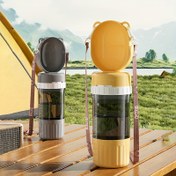 Resim 2-in-1 Taşınabilir Pet Su ve Besin Dağıtıcısı Şişesi, Sızdırmaz Kapaklı, Dayanıklı Plastik Seyahat Bardağı Köpekler ve Kediler İçin, Açık Hava, Kamp, Yürüyüş, Pet Hidrasyon İçin Pembe Ergonomik Tasarım, Şeffaf Tasarım, Kolay Tutma Sapı 