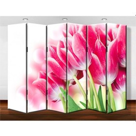 Resim Dekobul Laleler 6 Kanat Tekerlekli Kanvas Paravan 