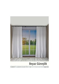 Resim Donatti Beyaz Saten Güneşlik Düz Dikiş Beyaz 